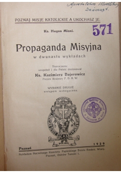 Propaganda Misyjna, 1929 r.