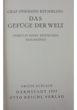 Das Gefüge Der Welt, 1922 r.