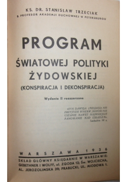 Program światowej polityki żydowskiej, 1936 r.