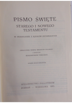 Pismo święte starego i nowego testamentu na przekładzie z języków oryginalnych