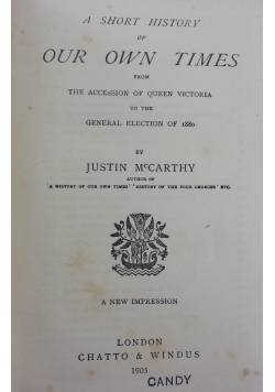 A short history of our own times, 1905 r.