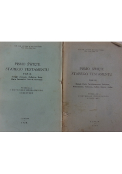 Pismo Święte Starego Testamentu, tom II-III, 1938 r.
