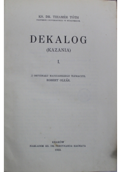 Dekalog kazania I 1933 r.