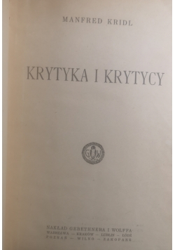Krytyka i krytycy, 1923 r.
