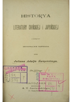 Historya literatury powszechnej, Tom II, Literatura Chińska i Japońska, 1901 r.