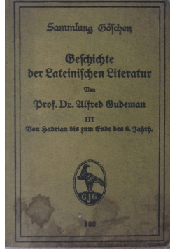 Sammlung Goschen Geschichte der Lateinischen Literatur, 1924r.