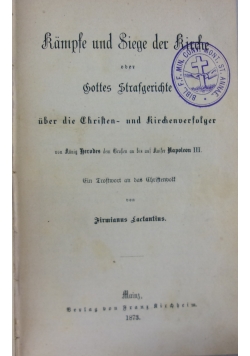 Kampfe und siege der kirche, 1873 r.