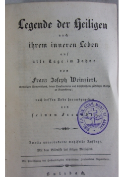 Legende der Heiligen, 1843 r.