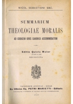 Summarium Theologiae Moralis, 1925r.