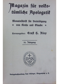 Magazin fur volkstumliche Apologetik, 14. Jahrang