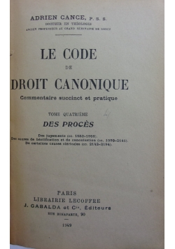 Le code de droit canonique, 1949 r.