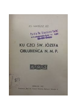 Ku czci św. Józefa oblubieńca N. M. P, 1937r