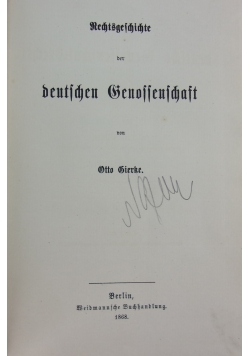Rachtsgeschichte der beutschen Kenossenschaft, 1868r.