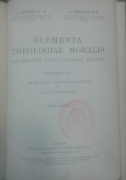 Elementa theologiae moralis ad codicem iuris canonici exacta, 1934 r.