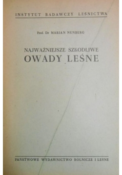 Najważniejsze szkodliwe owady leśne, 1950 r.