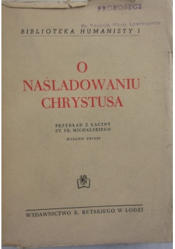 O Naśladowaniu Chrystusa,1947r.