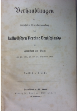 Verhandlungen katholichen vereine deutschlands, 1863 r.