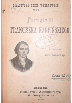 Pamiętniki Franciszka Karpińskiego, 1898 r.