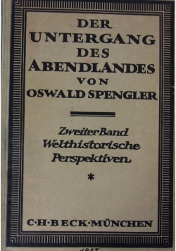 Der Untergang des Abendlandes, 1922 r.
