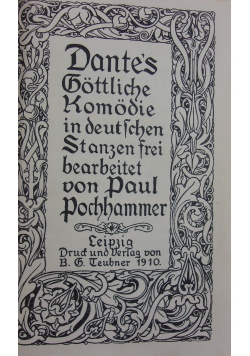 Dante's ottliche Komodie in deutschen,1910 r.