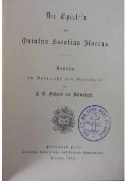 Die Episteln des Duintus Boratius Flaccus  1847 r.