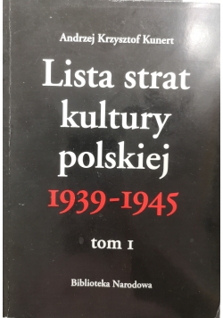 Lista strat kultury polskiej, tom I