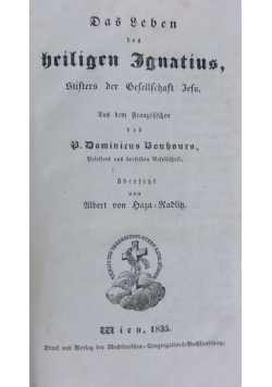Das Leben des heiligen Ignatius, 1835 r.