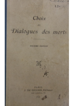 Choix de Dialogues des morts, 1922 r.