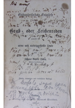 Grab - oder Leichenreden, 1869 r.