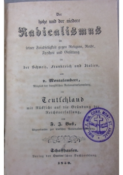 Der hohe und der niedere radicalismus, 1850 r.
