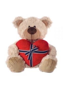 Miś Spencer z sercem 30 cm ecru