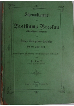 Schematismus des Bisthums Breslau, 1884 r.