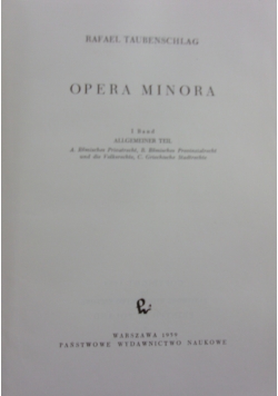 Opera Minora I band