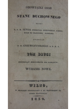 Obowiązki stanu duchownego. Tom II, 1859 r.