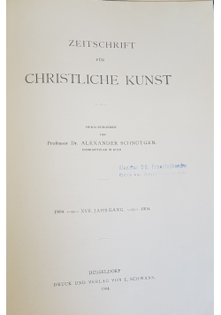 Zeitschrift für Christliche Kunst, 1904r.