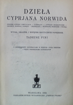 Dzieła Cypriana Norwida 1934
