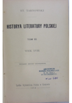 Historya literatury Polskiej wiek XVIII 1904r.