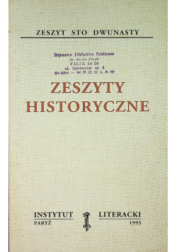 Zeszyty historyczne zeszyt sto dwunasty