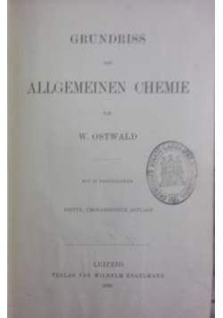 Der Allgemeinen Chemie, 1899 r.