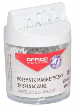 Pojemnik magnetyczny na spinacze okrągły ze spinaczami biały