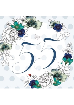 Karnet Swarovski kwadrat Urodziny 55 kwiaty