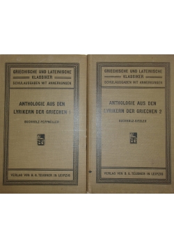 Anthologie Aus Den Lyrikern der Griechen Tom od 1 do 2, 1910 r.