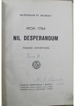 Rok 1794 Nil Desperandum Tom II 1916 r.
