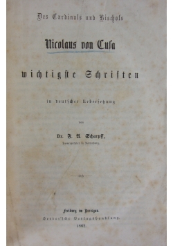 Nikolaus von Tusa wichtigste Schriften. 1862 r.