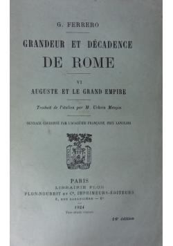 Gandeur Et Decadence De Rome VI, 1924 r.