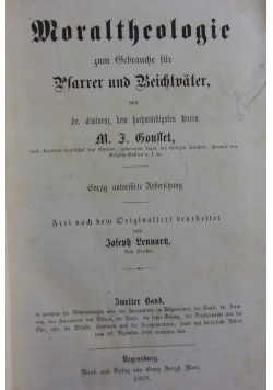 Moraltheologie zum Gebrauche fur Pfarrer und Beichtvater, 1869 r.
