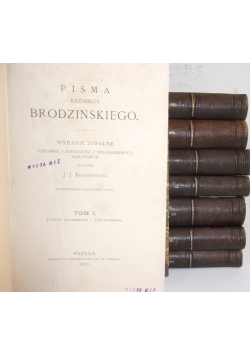 Pisma Kazimierza Brodzińskiego, tom I-VIII, zestaw 8 książek, około  1872r.