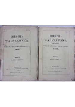 Biblioteka Warszawska,zestaw 2 książek,1869r
