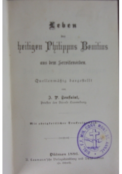 Heiligen Philippus Benitius, 1886 r.