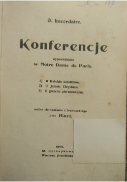 Konferencje wypowiedziane w Notre Dame de Paris,1914r.